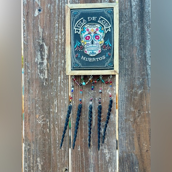 Day Of The Dead Skull Dia De Los Muertos Beaded Halloween Hanging Wall Art - Picture 1 of 17